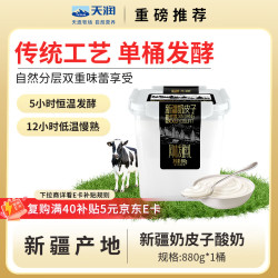 天润 新疆奶皮子酸奶 生牛乳发酵 桶装酸奶 低温风味发酵乳 880g*1桶