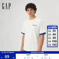 Gap 866074 印花大logo 宽松 白色 L码 男士短袖T恤
