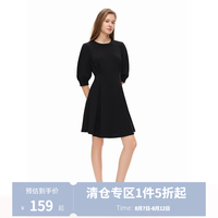 独束 法式束腰连衣裙 静谧黑 L