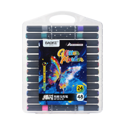 宝克 双头丙烯马克笔 48色 24支装 闪粉流光 涂鸦笔