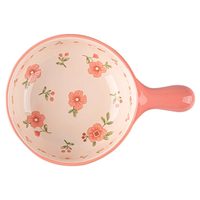 CERAMICS 黄釉春意萌系列 6英寸手把碗 陶瓷 花卉图案