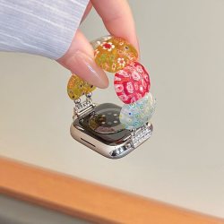 圣铂 适用苹果iwatch11手表表带applewatch10新款弹力天然石表带s9/8/7/6夏季彩色se代多巴胺透气42mm女款小众腕带
