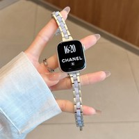 移动端：圣铂 适用iwatch11表带S9苹果S10手表s8新款小蛮腰金属拼树脂applewatch9智能手表s7/6/5手表带se高级ultra2腕带女