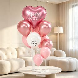 寻年味 生日快乐铝膜气球桌飘支架女生生日桌面氛围感拍照布置装饰道具