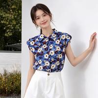 吉米赛欧 夏季时尚款女士短袖印花百搭翻领衬衫上衣宽松休闲短袖衬衫