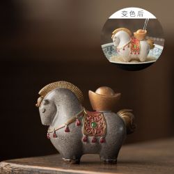 艾格辰 变色马上有钱招财茶宠感温变色款