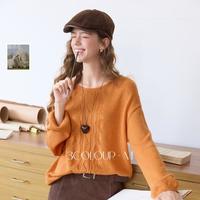 三彩 26秋新款镂空针织衫落肩袖毛衫M