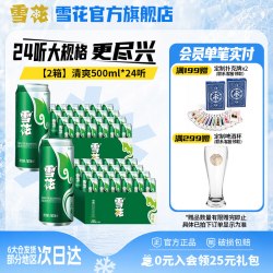 雪花 啤酒清爽500ml*24听*2箱 麦汁浓度8度罐装整箱啤酒官方