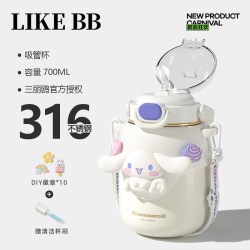 LIKE BB 玉桂狗保温杯女生可爱吸管水杯新款2026学生大容量杯子礼物