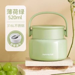 九阳 B52B-WR501 超保温饭盒焖烧杯 520Ml 萌绿 316L不锈钢 送折叠勺