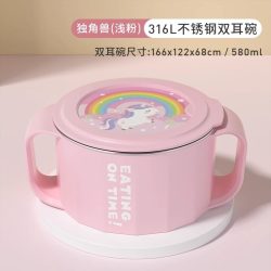 佳诺曼 儿童专用宝宝辅食碗316不锈钢防烫双耳汤碗小学生饭碗餐具防摔碗