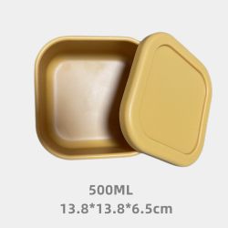 佳诺曼 硅胶保鲜盒 500ml 小号方形 芥末黄