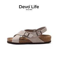 移动端:Devo Life 的的的沃 Devo Life Life软木凉鞋女时尚休闲罗马复古日系平底防滑夏季凉拖56111