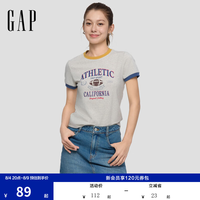 Gap 858888 Logo印花 浅灰白 M 女士T恤