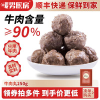 暖男厨房 鲜切牛肉潮汕火锅食材套餐 吊龙雪花嫩肉匙仁肥胼 打边炉生鲜 牛肉丸250g（领券拍4件79）