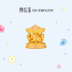 潮宏基 旋转木马足金摆件 5.5g 配玻璃罩