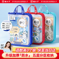 猫太子 拉链网格文件袋 L型防水 语数英3个装
