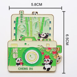 1 拍立得相机冰箱贴可拆卸可移动中国城市装饰磁贴北京上海文创礼物 成都大熊猫基地-拍立得金属冰箱贴