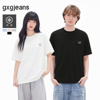gxgjeans 男装简约小标基础休闲宽松圆领短袖T恤26夏新品 黑色 L