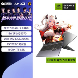 机械革命 蛟龙16Pro/潮玩版蛟龙15K游戏笔记本电脑RTX5060/5050R7-8840HX/RTX5070/16G+1TB/240Hz灰