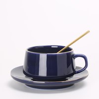 千度尚品 XZ 陶瓷咖啡杯 350ml 宝蓝色+瓷碟子+勺子