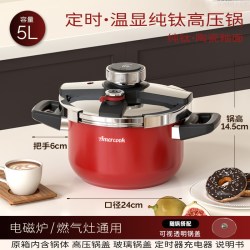 AMERCOOK 钛压力锅 纯钛高压锅 24cm 珊瑚红