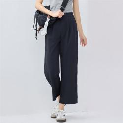 佐丹奴 女士休闲裤 梭织纯色百搭薄款阔腿七分裤