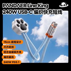 魅族 PANDAERLineKing 240W USB-C编织快充15cm短线 支持pd3.1协议