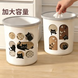 妙然 -0467 家用压圈垃圾桶 12L 军绿色 圆形 抗压耐摔