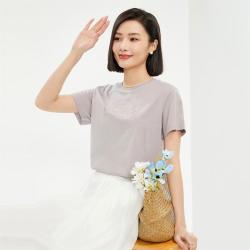 佐丹奴 花园漫游主题印花女式T恤夏季纯棉休闲上衣通针织圆领短袖T恤