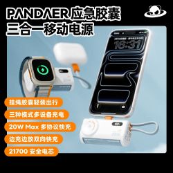魅族 pandaer应急胶囊三合一移动电源充电宝20w多协议自带线数显