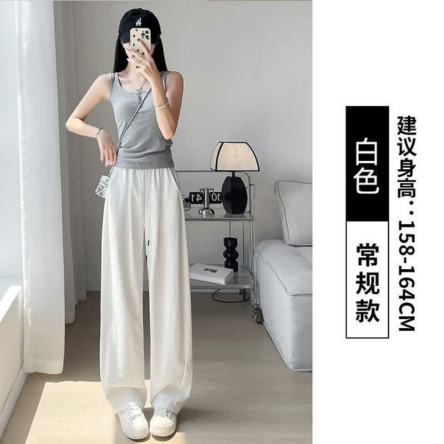 CronetKcnsy 女白色奶芙裤夏季2026新款冰丝弯刀裤