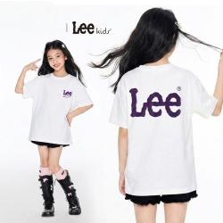 Lee 休闲百搭儿童夏装上衣新款女童t恤短袖宽松纯棉中大童印花洋气