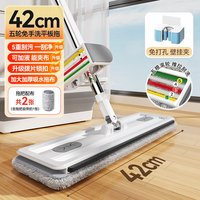美丽雅 HC081857 平板拖把 42cm+2拖布+拖把夹 手动刮水 家庭清洁