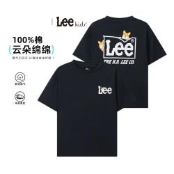 Lee 柯基印花男童t恤短袖女童夏装上衣纯棉亲肤中大童宽松休闲百搭薄