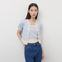 LILY 女士棋盘格纹修身针织开衫