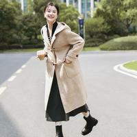 LILY 绵羊毛含羊驼毛减龄学院风休闲连帽毛呢外套女