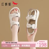 红蜻蜓 女鞋低跟沙滩凉鞋 夏季轻便魔术贴凉鞋百搭优雅女士运动休闲凉鞋