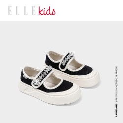 ELLE kids 儿童帆布鞋2026年秋季新款魔术贴软底女童布鞋儿童鞋子
