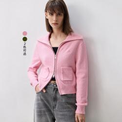 LILY AB衫亮闪纱线双开拉链通勤款针织开衫女短款