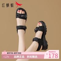 红蜻蜓 女鞋厚底增高沙滩凉鞋 夏季魔术贴凉鞋百搭优雅女士运动休闲凉鞋