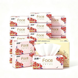 洁柔 抽纸牡丹花Face纸巾3层 100抽*24包