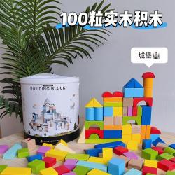 欧因 100粒实木桶装积木
