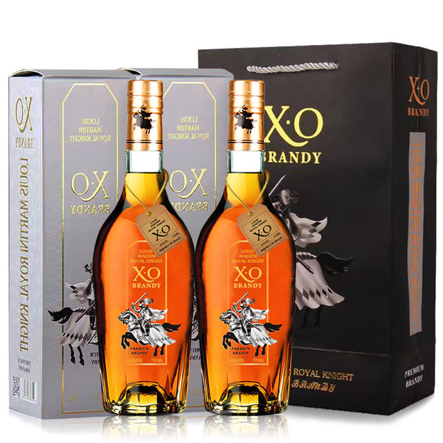 白兰地xo法国洋酒700mL*2瓶 礼盒礼袋套装