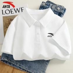 安踏 polo衫男t恤男短袖衣服运动服饰夏季冰丝速干足球跑步男士健身装 雪花白 L