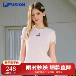 FILA FUSION斐乐潮牌田曦薇同款短袖T恤女26夏季小熊修身休闲圆领短T