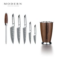 MODERN DELICATE LIFEL 隐锋系列 0089 大马士革粉末钢厨房刀具 6件套 刀尖角度60°以下 刀柄长140mm 刃长176mm
