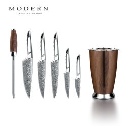 MODERN DELICATE LIFEL 隐锋系列 0089 大马士革粉末钢厨房刀具 6件套 刀尖角度60°以下 刀柄长140mm 刃长176mm