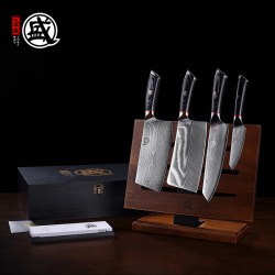 三本盛 皇者6件套 MS-1088 日本菜刀 大马士革钢刀 家用厨房刀具套装 刀尖角度60°以上 刃长17cm 刀柄长130mm