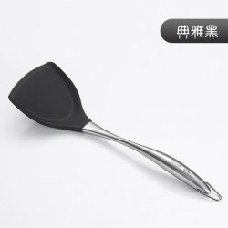 onlycook 食品级不粘锅专用锅铲 家用不锈钢硅胶铲 黑色 单个